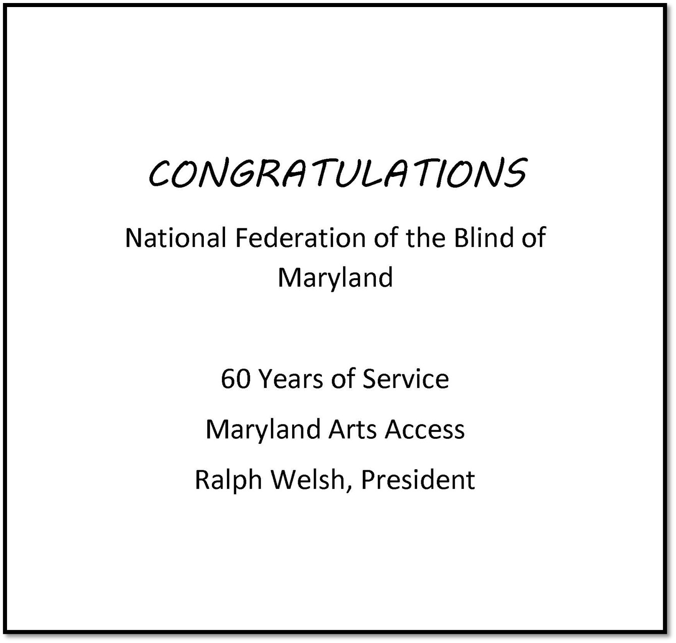 Maryland Arts Access ad as described in imaged description